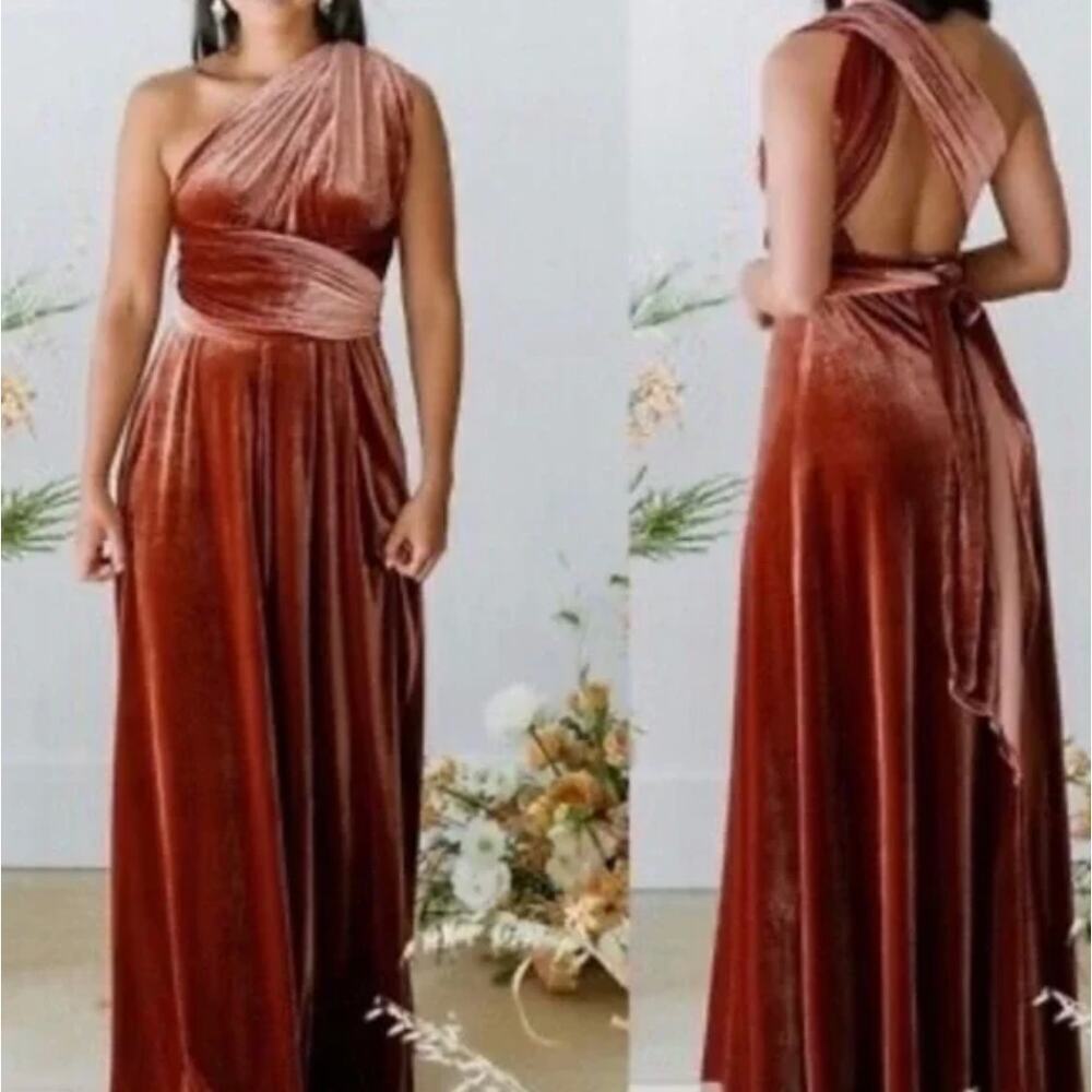 REVELRY Micah Convertible Velvet Dress in Terracota XS​​​ - Picture 13 of 13